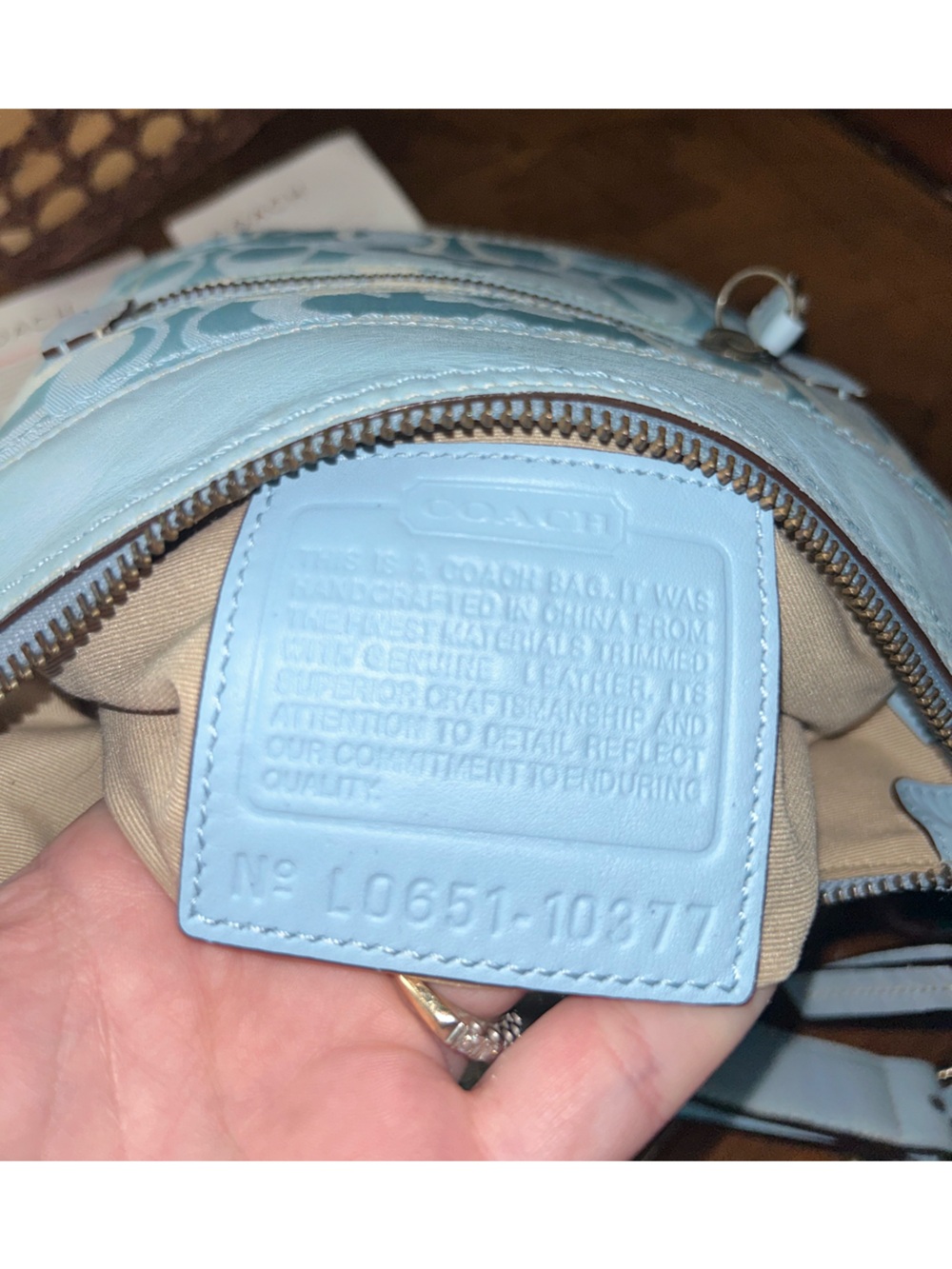 COACH 2006 Optic Signature light blue VINTAGE Canvas/Leather shoulder bag - Picture 12 of 16